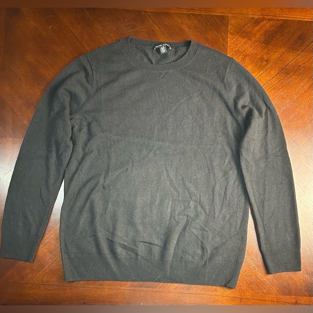Hilary Radley Men's Dark Black Crewneck Sweater 100% cashmere size L